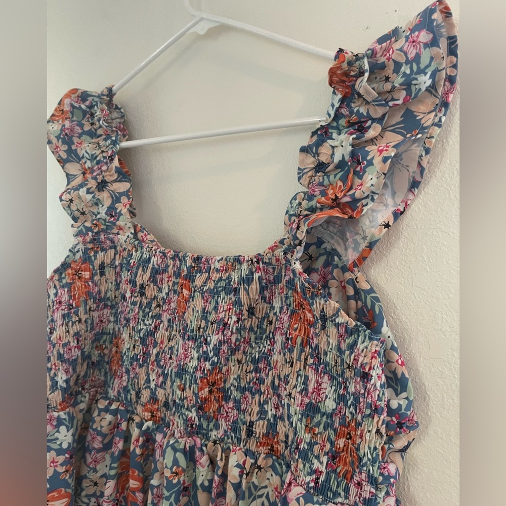 Bundle 3 for $20! Festival Floral mini dress 🌸 Low V neck Empire waist XL - Picture 2 of 5